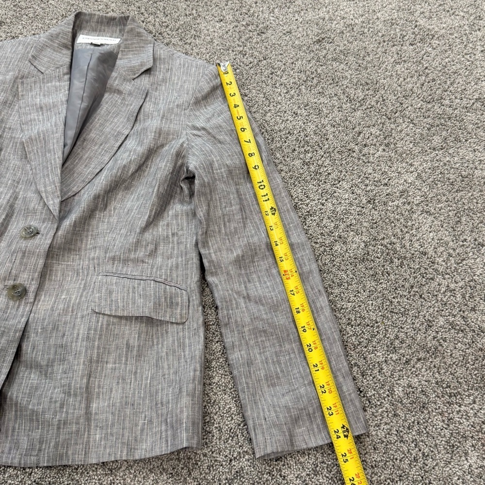 Jones New York Suit 100% Linen Grey Striped 2 Button Blazer Women’s US 10 - Picture 5 of 14